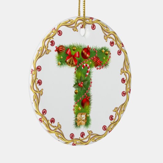 Anfangsmit Monogramm Verzierung t Weihnachts- Keramik Ornament (Rechts)