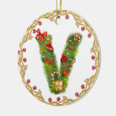 Anfangsmit Monogramm Verzierung v Weihnachts- Keramikornament (Links)