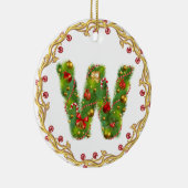Anfangsmit Monogramm Verzierung w Weihnachts- Keramikornament (Rechts)
