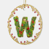Anfangsmit Monogramm Verzierung w Weihnachts- Keramikornament (Links)