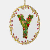 Anfangsmit Monogramm Verzierung y Weihnachts- Keramikornament (Rechts)