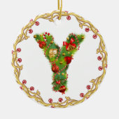 Anfangsmit Monogramm Verzierung y Weihnachts- Keramikornament (Vorne)