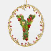 Anfangsmit Monogramm Verzierung y Weihnachts- Keramikornament (Links)