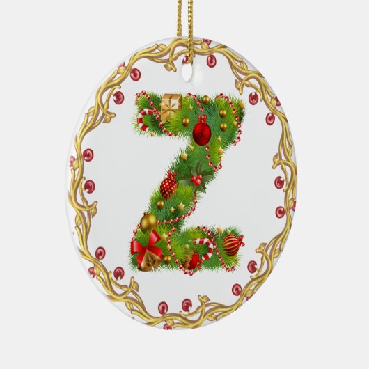 Anfangsmit Monogramm Verzierung z Weihnachts- Keramikornament (Rechts)
