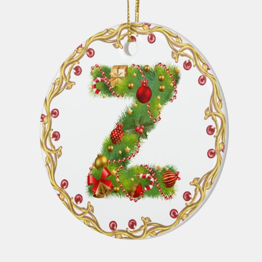 Anfangsmit Monogramm Verzierung z Weihnachts- Keramikornament (Links)