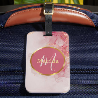Anfangsmonogramm Faux-Roségold Benutzerdefinierter Gepäckanhänger