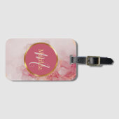 Anfangsmonogramm Faux-Roségold Benutzerdefinierter Gepäckanhänger (Vorderseite (Horizontal))