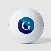 Anfangsmonogramm für das blaue 2-Tone-Diag Golfball (Vorderseite)