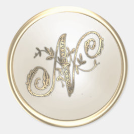 Anfangsmonogramm für Gold und Elfenbeinkühe N Runder Aufkleber