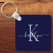 Anfangsmonogramm für Navy Blue Name Schlüsselanhänger (Vorderseite)
