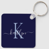 Anfangsmonogramm für Navy Blue Name Schlüsselanhänger (Rückseite)