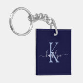 Anfangsmonogramm für Navy Blue Name Schlüsselanhänger (Vorderseite links)