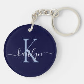 Anfangsmonogramm für Navy Blue Name Schlüsselanhänger (Rückseite)
