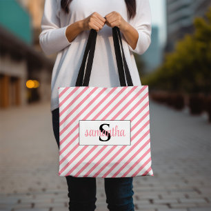 Anfangsmonogramm Name Pink und Weiß Tasche