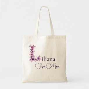 Anfangsmonogramm + Name Super Mama Tragetasche
