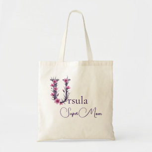 Anfangsmonogramm + Name Super Mama Tragetasche