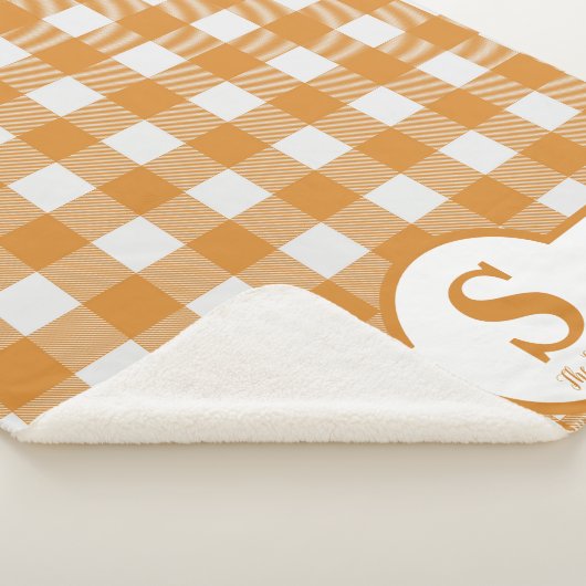 Anfangsmonogramm Orange und Weiß Kariert Sherpadecke (3/4)