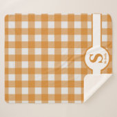 Anfangsmonogramm Orange und Weiß Kariert Sherpadecke (Vorderseite (Horizontal))