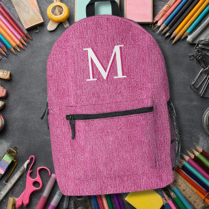 Anfangsmonogramm Pink Denim Bedruckter Rucksack