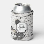 Anfangsmonogramm | Schwarz-weißes Aspen Bark Foto Dosenkühler (Kanne Vorderseite)