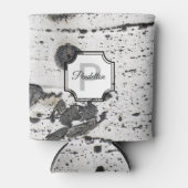 Anfangsmonogramm | Schwarz-weißes Aspen Bark Foto Dosenkühler (Vorderseite)