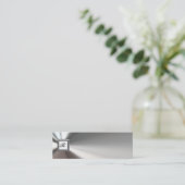 Anfangsmonogramm-Silber-MetallVisitenkarten Mini Visitenkarte (Stehend Vorderseite)