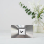 Anfangsmonogramm-Silber-MetallVisitenkarten Visitenkarte (Stehend Vorderseite)