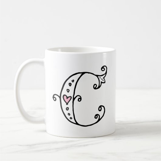 Anfangsmonogramm-Tasse - C Kaffeetasse (Links)