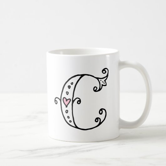 Anfangsmonogramm-Tasse - C Kaffeetasse (Rechts)