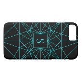 Anfangsmonogramm | Türkis geometrisches Design Case-Mate iPhone Hülle (Rückseite (Horizontal))