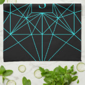 Anfangsmonogramm | Türkis geometrisches Design Geschirrtuch (Gefaltet)