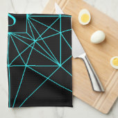 Anfangsmonogramm | Türkis geometrisches Design Geschirrtuch (Viertel Falte)