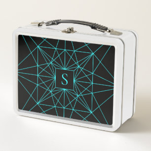 Anfangsmonogramm Türkis geometrisches Design Metall Brotdose