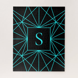 Anfangsmonogramm Türkis geometrisches Design Puzzle