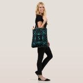 Anfangsmonogramm | Türkis geometrisches Design Tasche (Am Model)