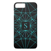 Anfangsmonogramm | Türkisfarbene Geometrie Case-Mate iPhone Hülle (Rückseite)