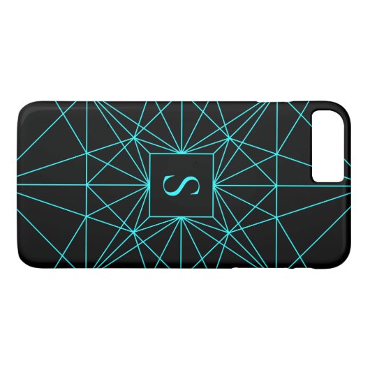 Anfangsmonogramm | Türkisfarbene Geometrie Case-Mate iPhone Hülle (Rückseite (Horizontal))