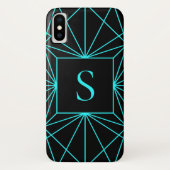 Anfangsmonogramm | Türkisfarbene Geometrie Case-Mate iPhone Hülle (Rückseite)