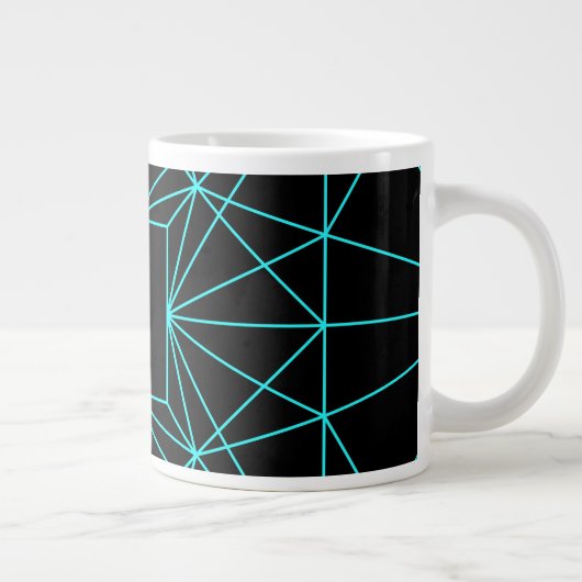 Anfangsmonogramm | Türkisfarbene Geometrie Jumbo-Tasse (Rechts)