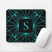 Anfangsmonogramm | Türkisfarbene Geometrie Mousepad (Mit Mouse)