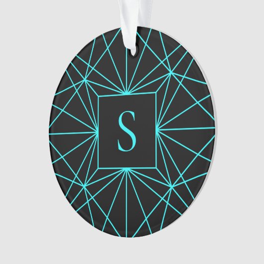 Anfangsmonogramm | Türkisfarbene Geometrie Ornament (Vorderseite)