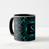 Anfangsmonogramm | Türkisfarbene Geometrie Tasse (Vorderseite Links)