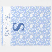 Anfangsmonogramm weiß und leicht blau fleecedecke (Vorderseite (Horizontal))