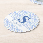 Anfangsmonogramm weiß und leicht blau untersetzer (angewinkelt)