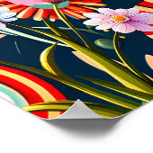 Anfangsname | Abstrakte farbige Blume und Blätter Poster (Ecke)