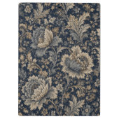 Anfangsname auf Navy Gold Botanical Textilmuster Klemmbrett (Rückseite)