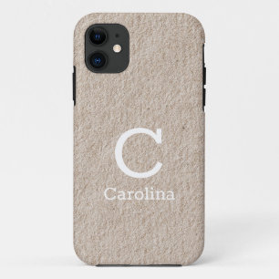 Anfangsname Beige Textur Muster Chic Elegant Case-Mate iPhone Hülle