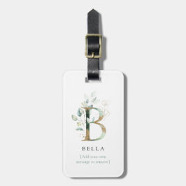 Anfangsname Botanischer Chic Gold Letter B Gepäckanhänger