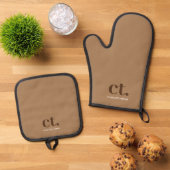 Anfangsname Brown Ofenhandschuh & Topflappen-Set (Oben Unten)