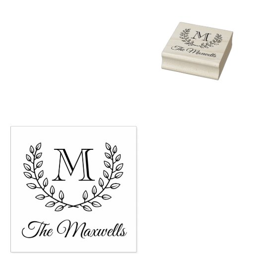 Anfangsname der Doppelkranz-Monogramm Gummistempel (Stempel)